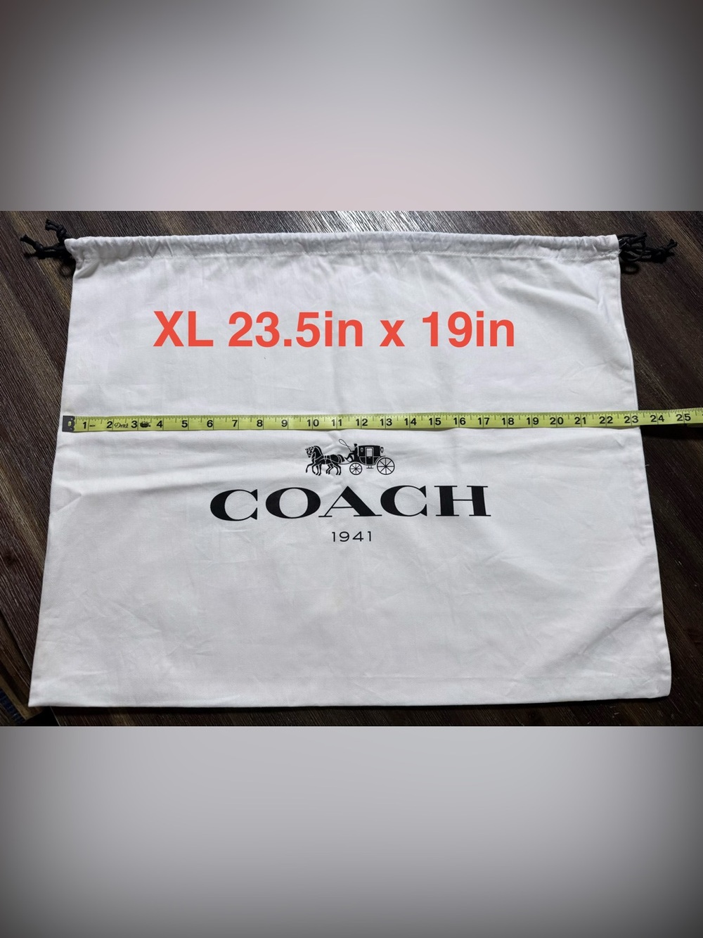 COACH 1941 Cotton Dust Bag with Logo in White and Black XL 23.5in x 19in EUC